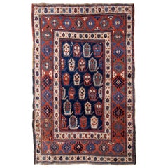 Handmade Antique Caucasian Kazak Rug, 1870s, 1B665