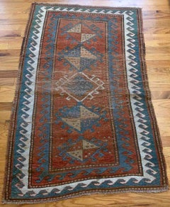 Handmade Antique Caucasian Kazak Rug, 1880s, 1b899
