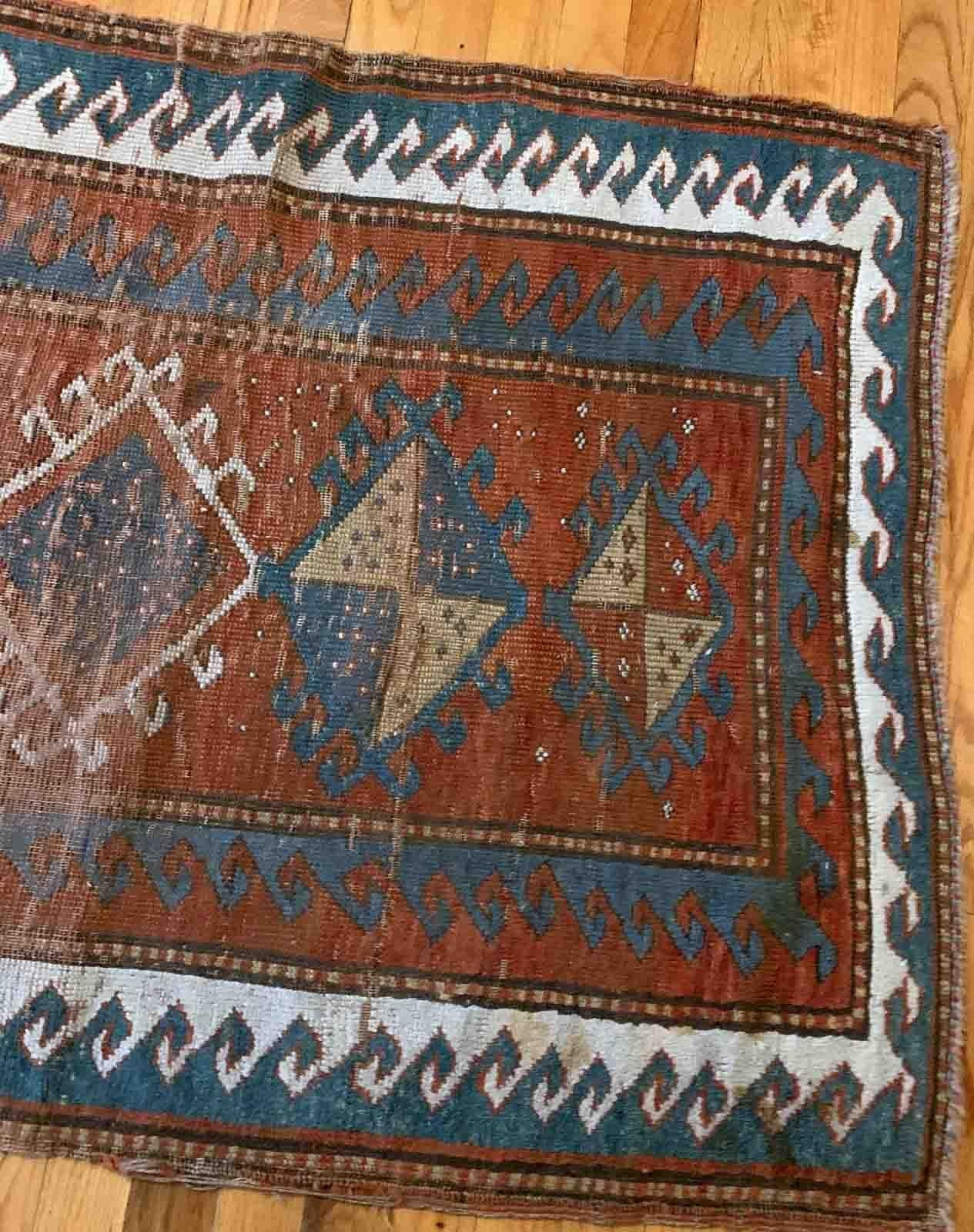 Russian Handmade Antique Caucasian Kazak Rug, 1880s, 1b899 For Sale