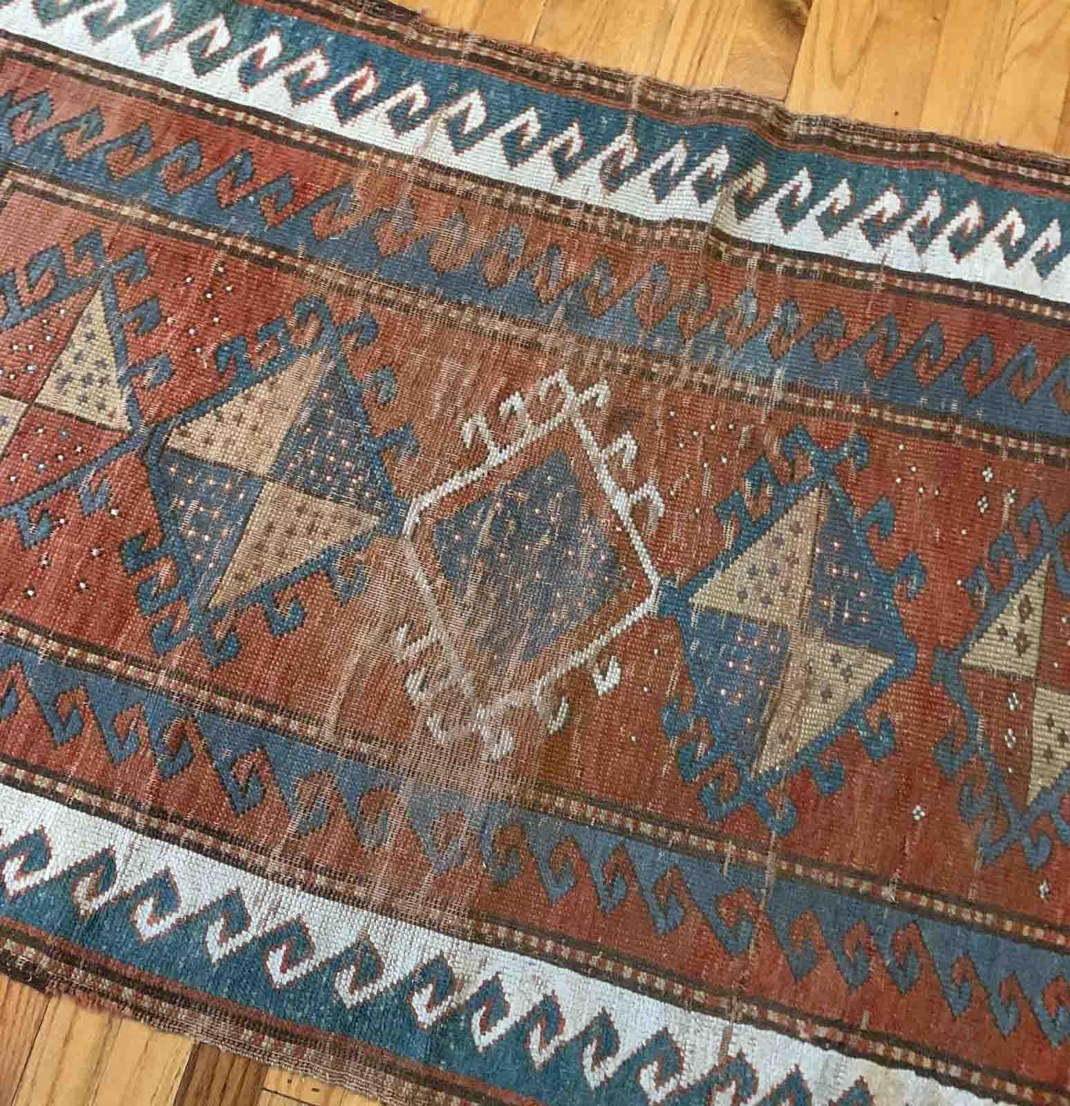 Hand-Knotted Handmade Antique Caucasian Kazak Rug, 1880s, 1b899 For Sale