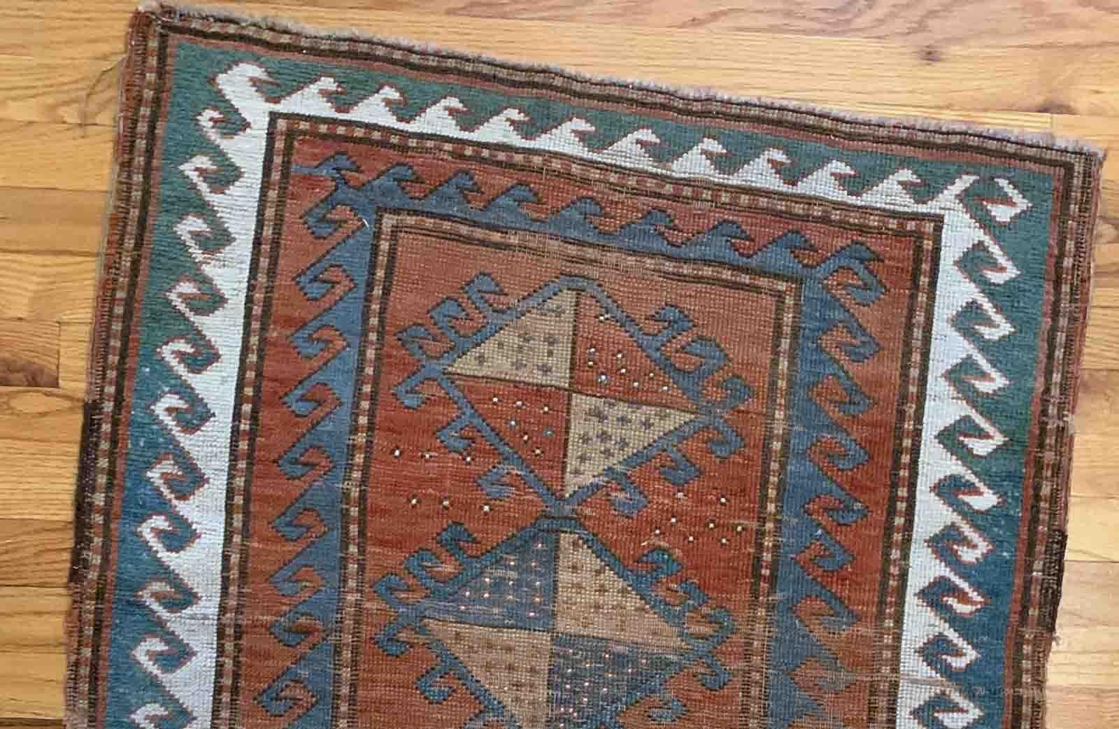 Late 19th Century Handmade Antique Caucasian Kazak Rug, 1880s, 1b899 For Sale