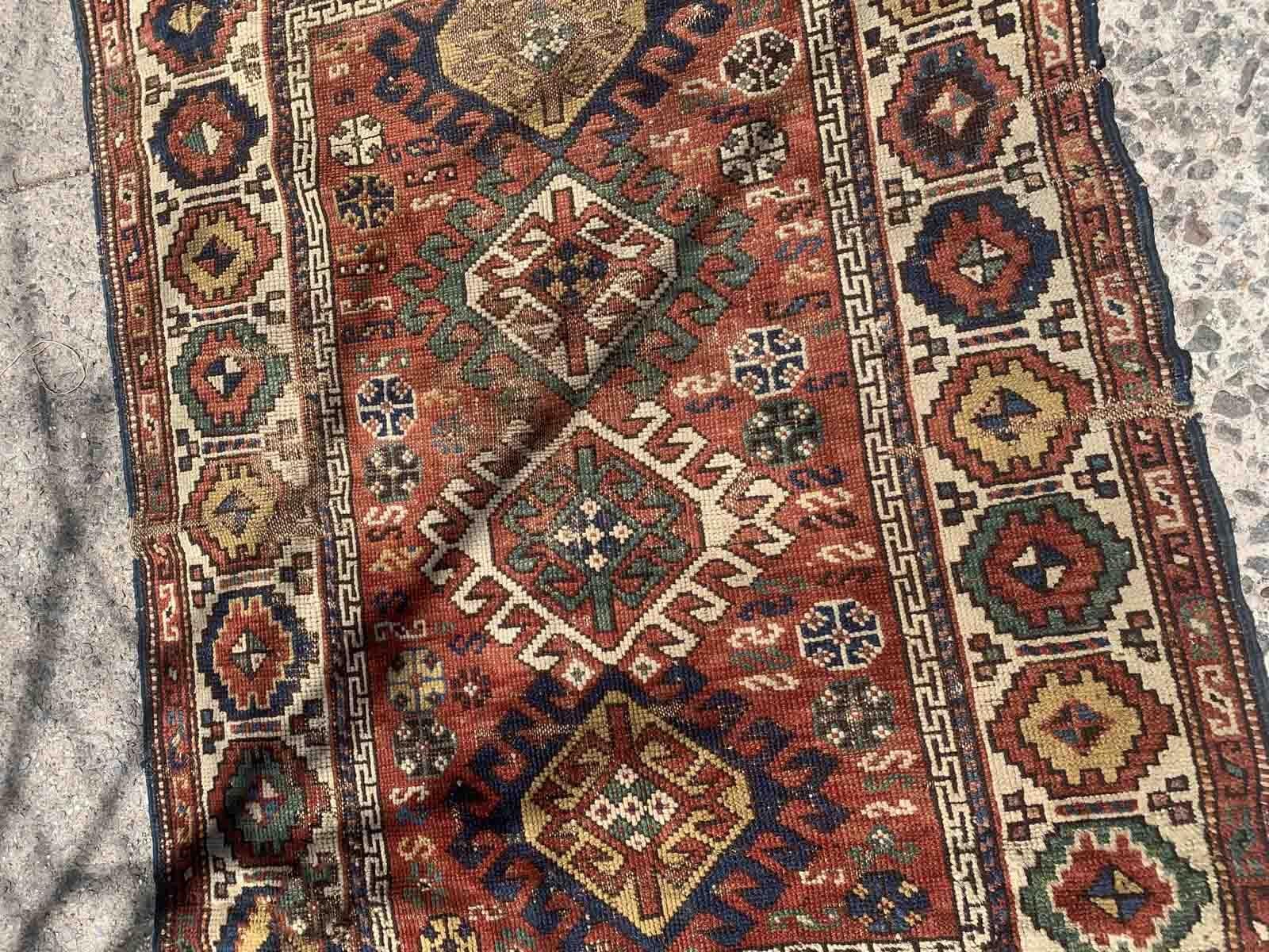 Handmade Antique Caucasian Kazak Rug, 1880s, 1B934 For Sale 2
