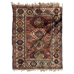 Handmade Antique Caucasian Kazak Rug, 1880s, 1B934