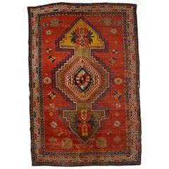 Handmade Antique Caucasian Kazak Rug, 1880s, 1C710