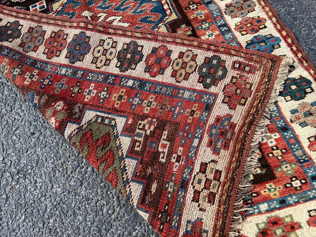 Handmade Antique Caucasian Kazak Rug 3.5' x 6.5', 1880s - 2B75 For Sale 1