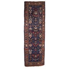 Handmade Antique Caucasian Kuba Runner, 1880s, 1B755