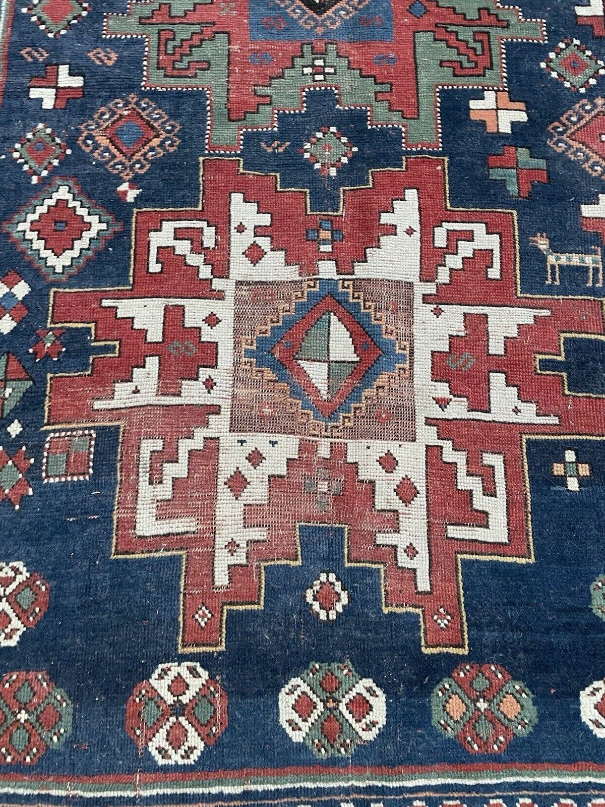 Handmade Antique Caucasian Lezgi Rug 4.9' x 7.2', 1880s - 1N100 For Sale 4