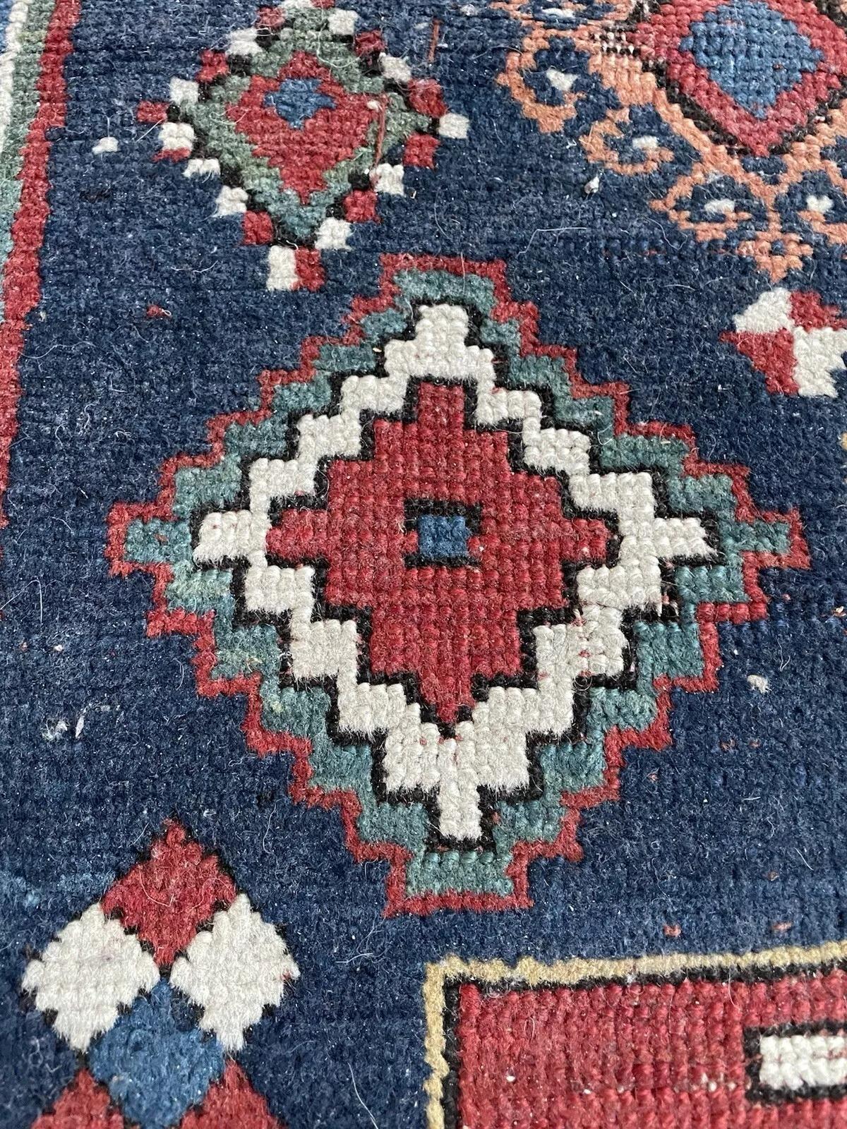Antique Caucasian Lezgi Wool Rug, Circa 1880s
This is an authentic and beautifully handcrafted antique Caucasian Lezgi rug, dating to the 1880s. This piece is a fantastic example of the geometric and richly symbolic designs for which this region is