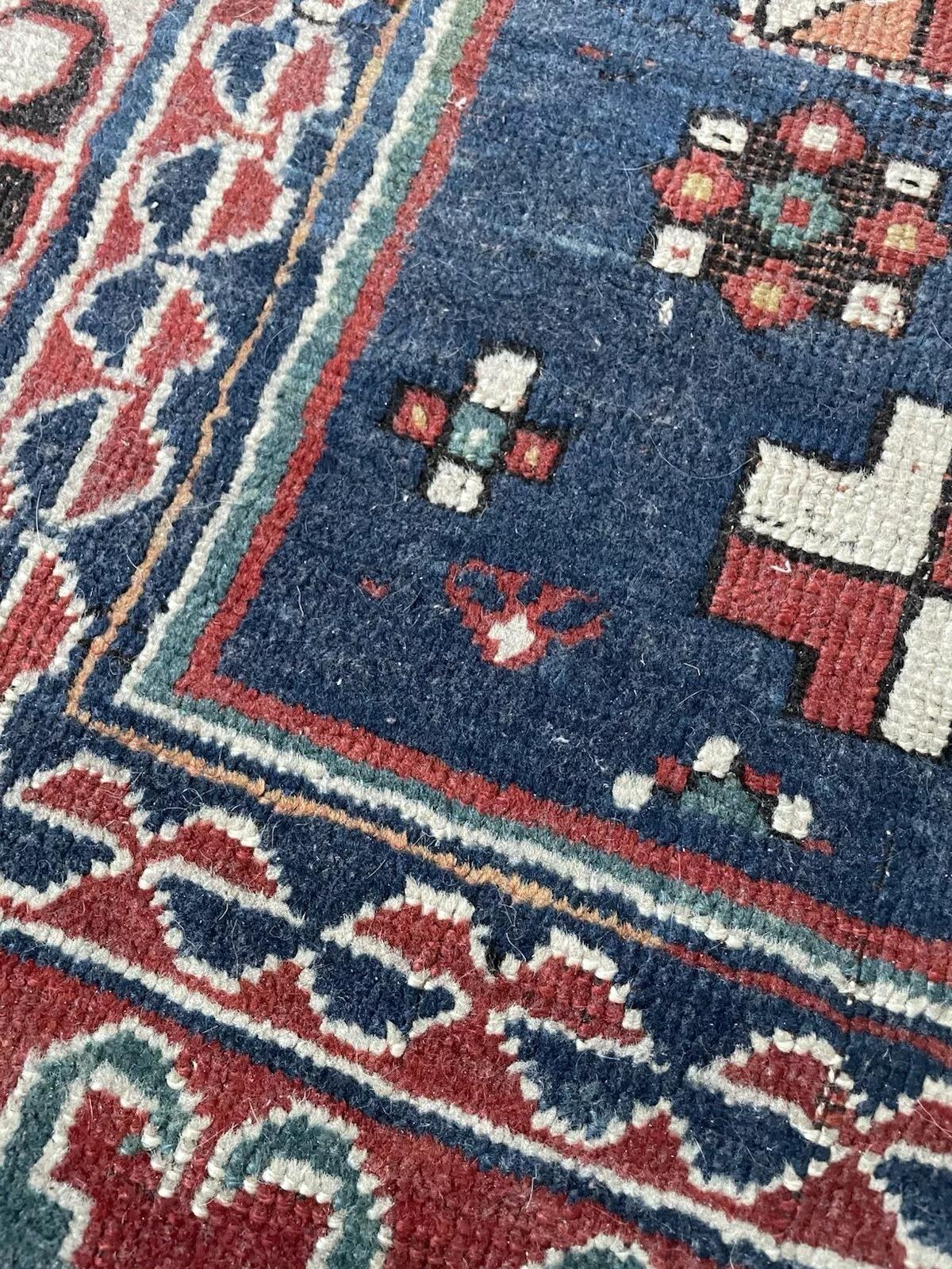 French Handmade Antique Caucasian Lezgi Rug 4.9' x 7.2', 1880s - 1N100 For Sale