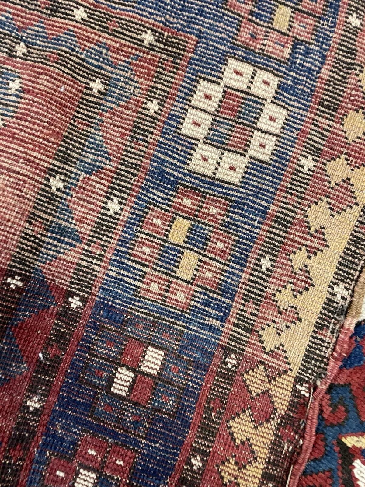 Hand-Knotted Handmade Antique Caucasian Lori Pambak Rug 4.11' x 7.6', 1880s - 1N99 For Sale