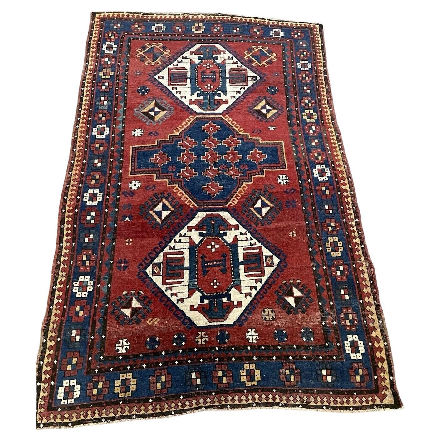 Handmade Antique Caucasian Lori Pambak Rug 4.11' x 7.6', 1880s - 1N99