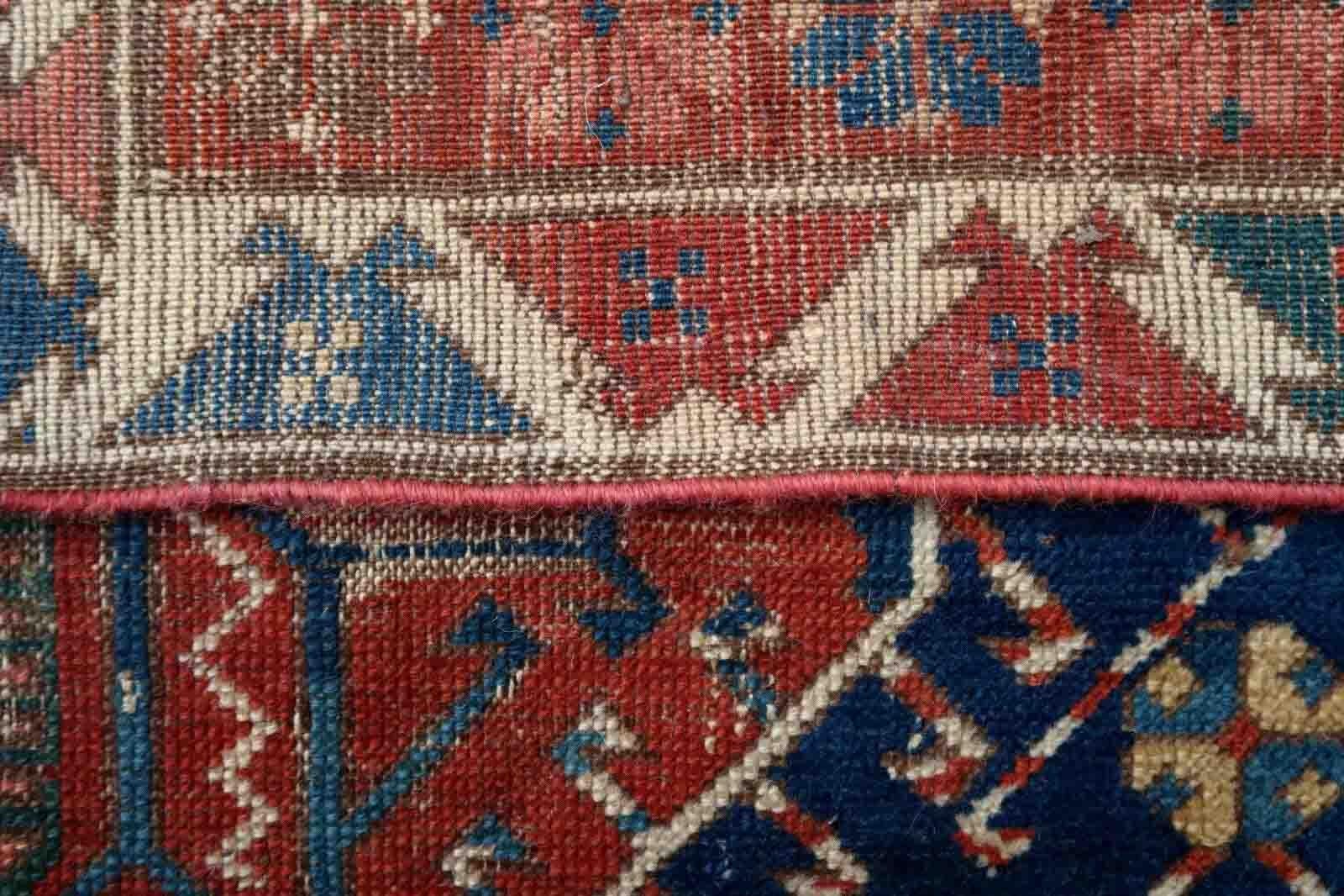 Handgefertigter antiker kaukasischer Schirwan-Teppich, 1870er Jahre, 1P101 im Zustand „Relativ gut“ im Angebot in Bordeaux, FR