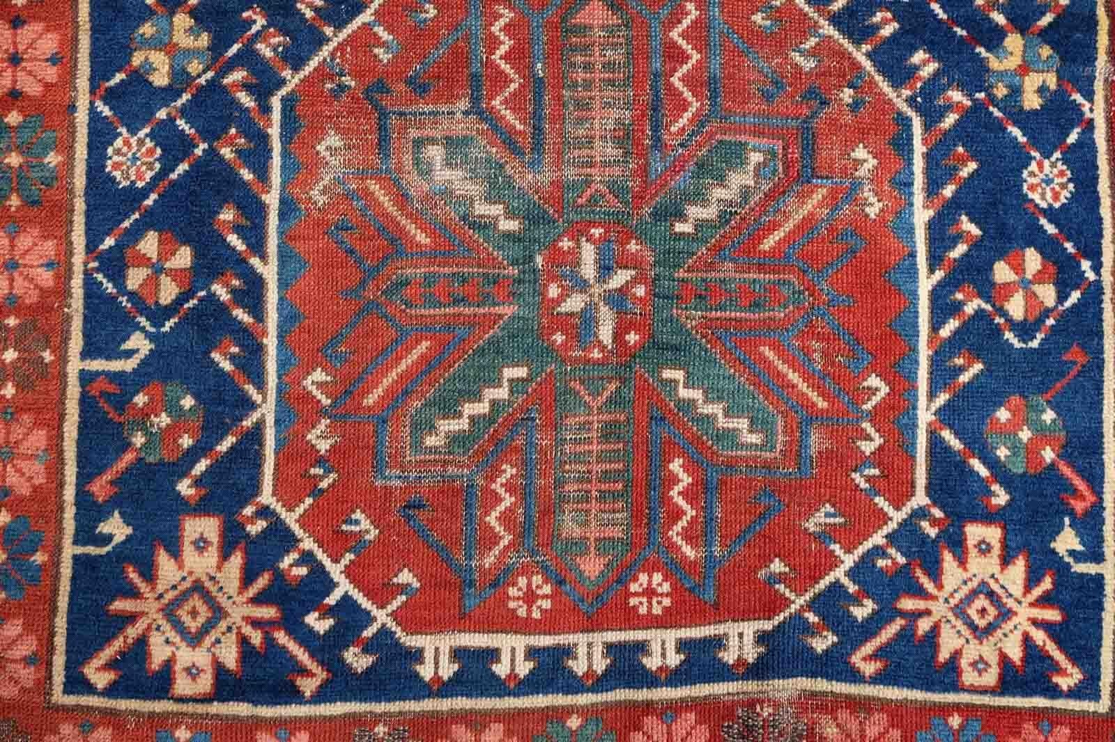 Handgefertigter antiker kaukasischer Schirwan-Teppich, 1870er Jahre, 1P101 (Spätes 19. Jahrhundert) im Angebot