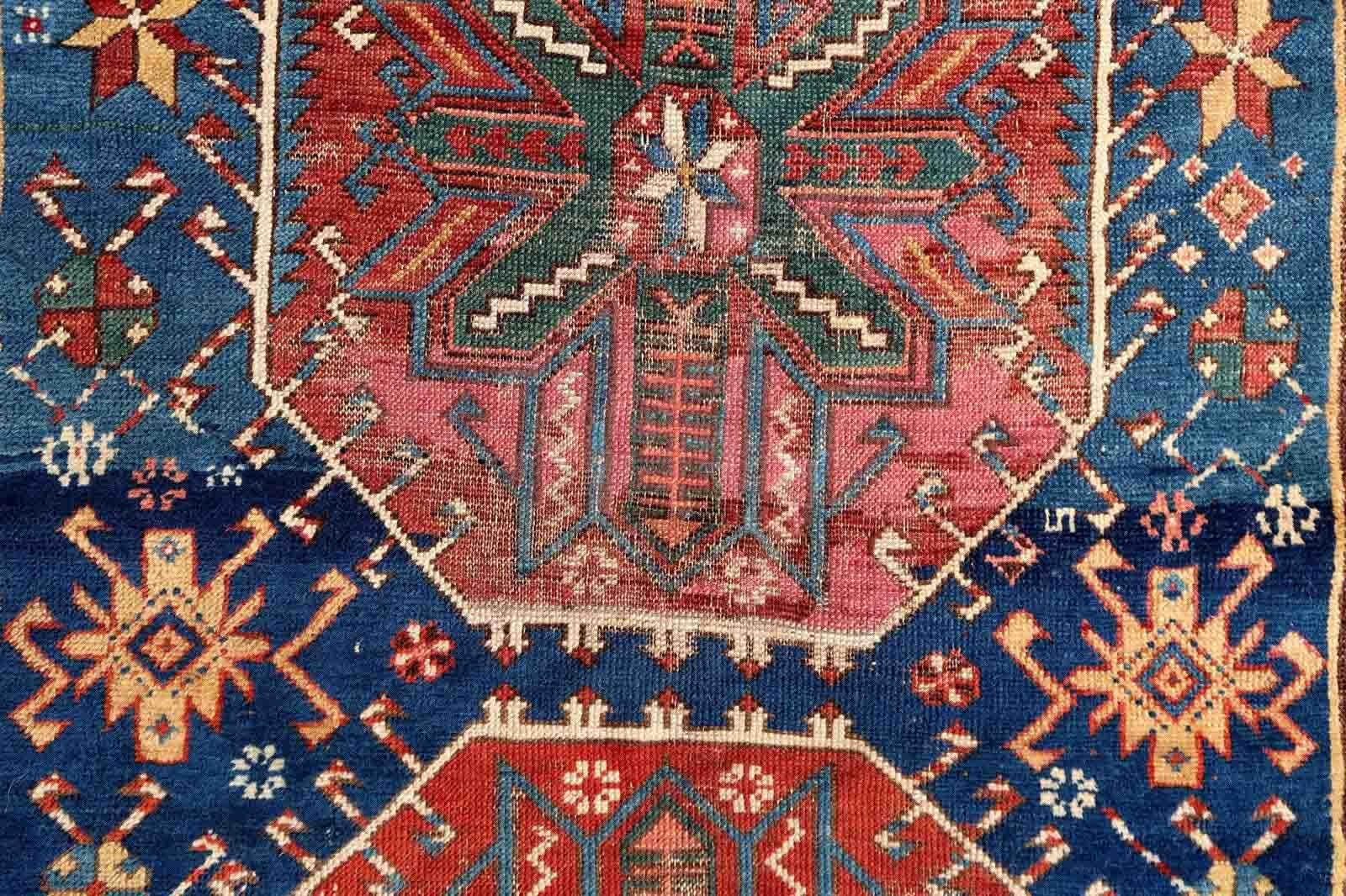 Wool Handmade Antique Caucasian Shirvan Rug, 1870s, 1P101 For Sale