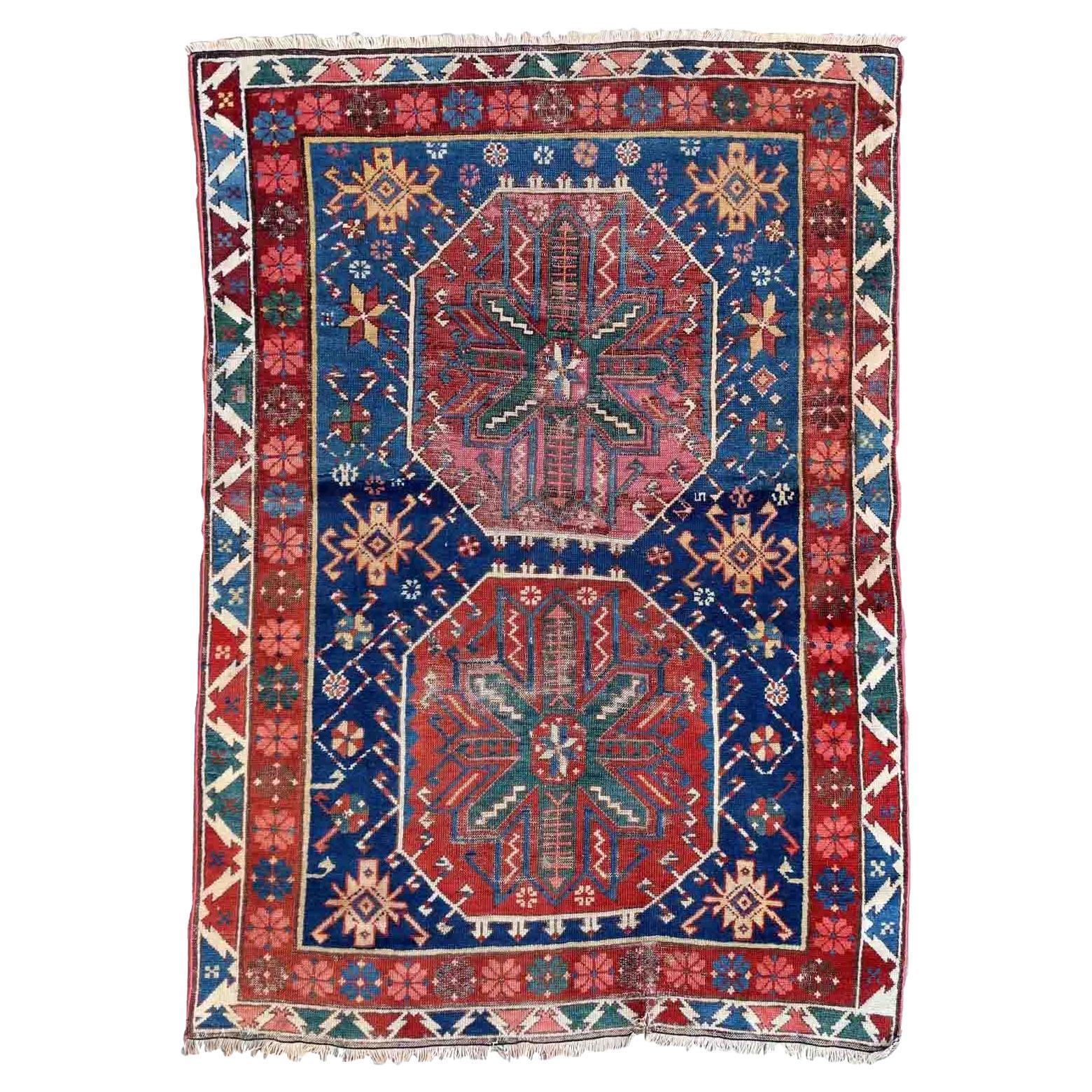 Handgefertigter antiker kaukasischer Schirwan-Teppich, 1870er Jahre, 1P101 im Angebot