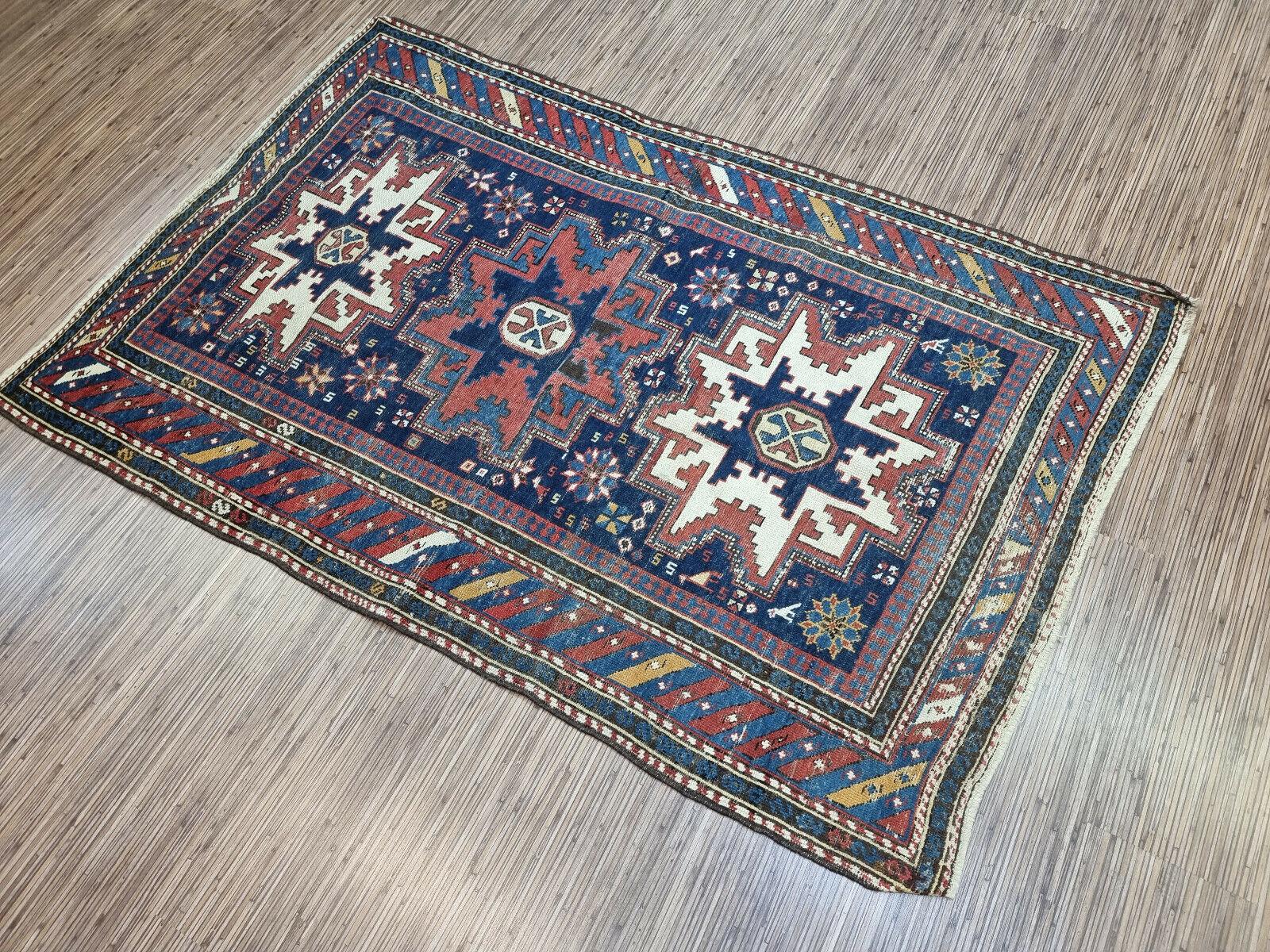 Hand-Knotted Handmade Antique Caucasian Shirvan Rug 3.4' x 5.2', 1900s - 1D89 For Sale