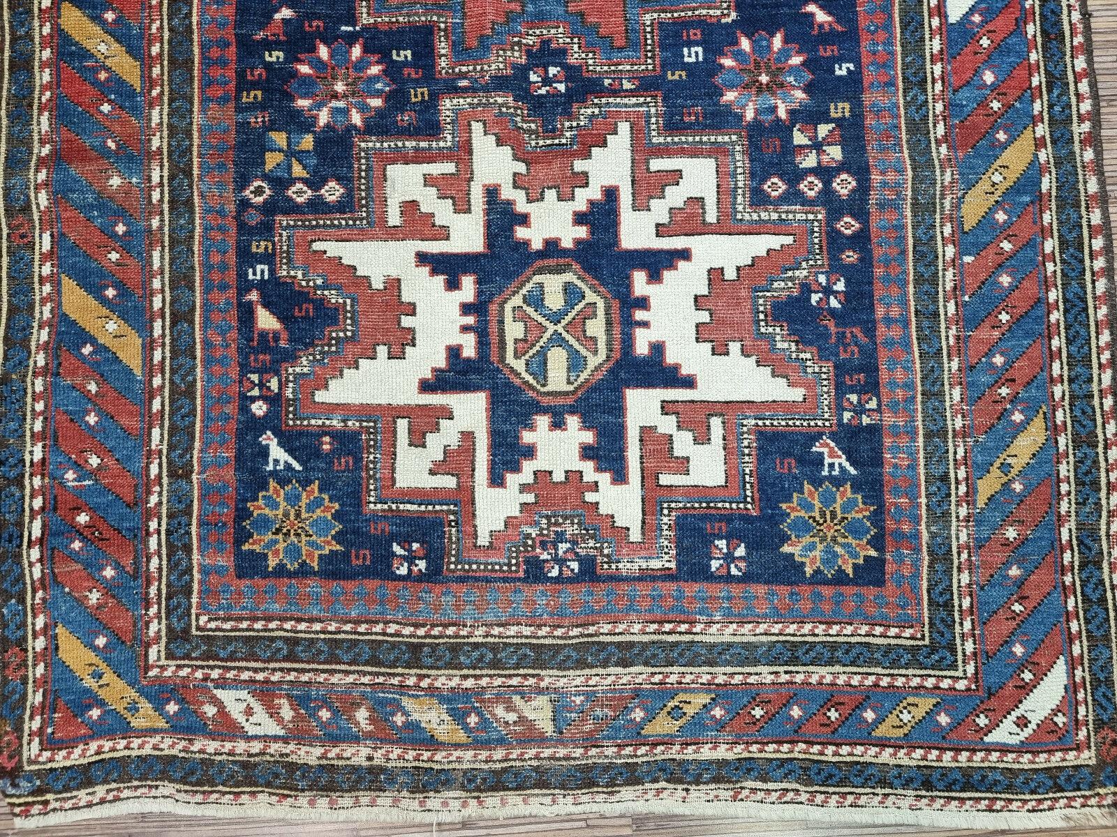 Handgefertigter antiker kaukasischer Schirwan-Teppich 3.4' x 5.2', 1900er Jahre - 1D89 im Angebot 2