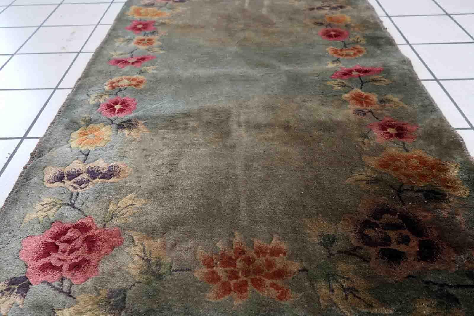 Handmade Antique Chinese Art Deco Rug, 1920s, 1B394 For Sale 5