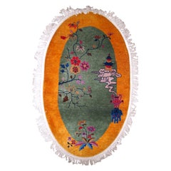 Handmade Antique Chinese Art Deco Rug, 1920s, 1B853