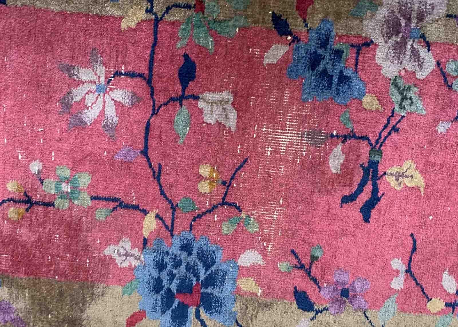 Handmade Antique Chinese Art Deco Rug, 1920s, 1B955 For Sale 1