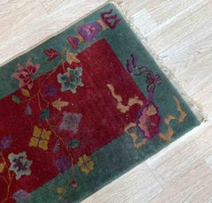Handmade Antique Chinese Art Deco Rug, 1920s, 1B956