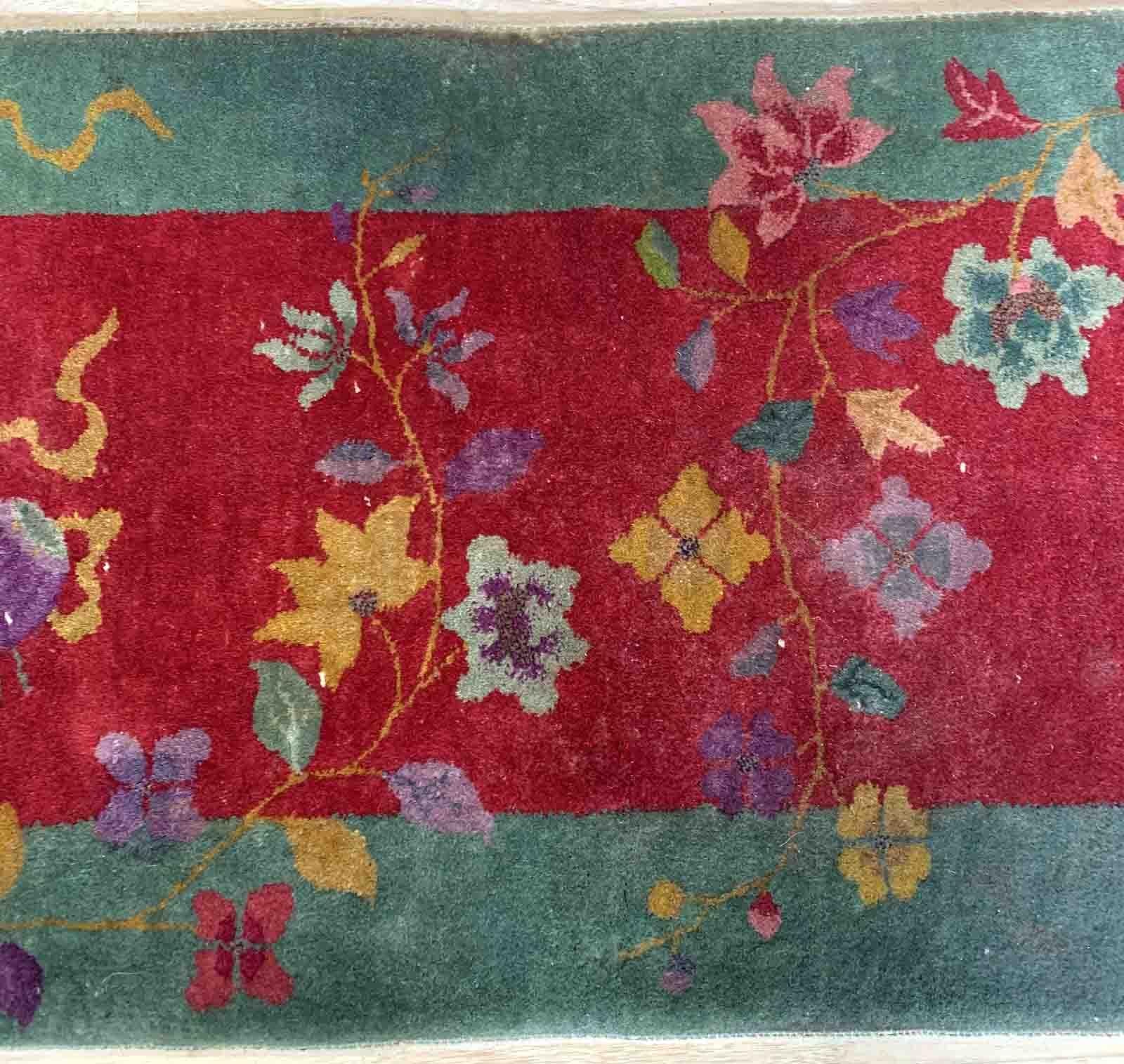 Handgefertigter antiker chinesischer Art-Déco-Teppich, 1920er Jahre, 1B956 im Zustand „Gut“ im Angebot in Bordeaux, FR