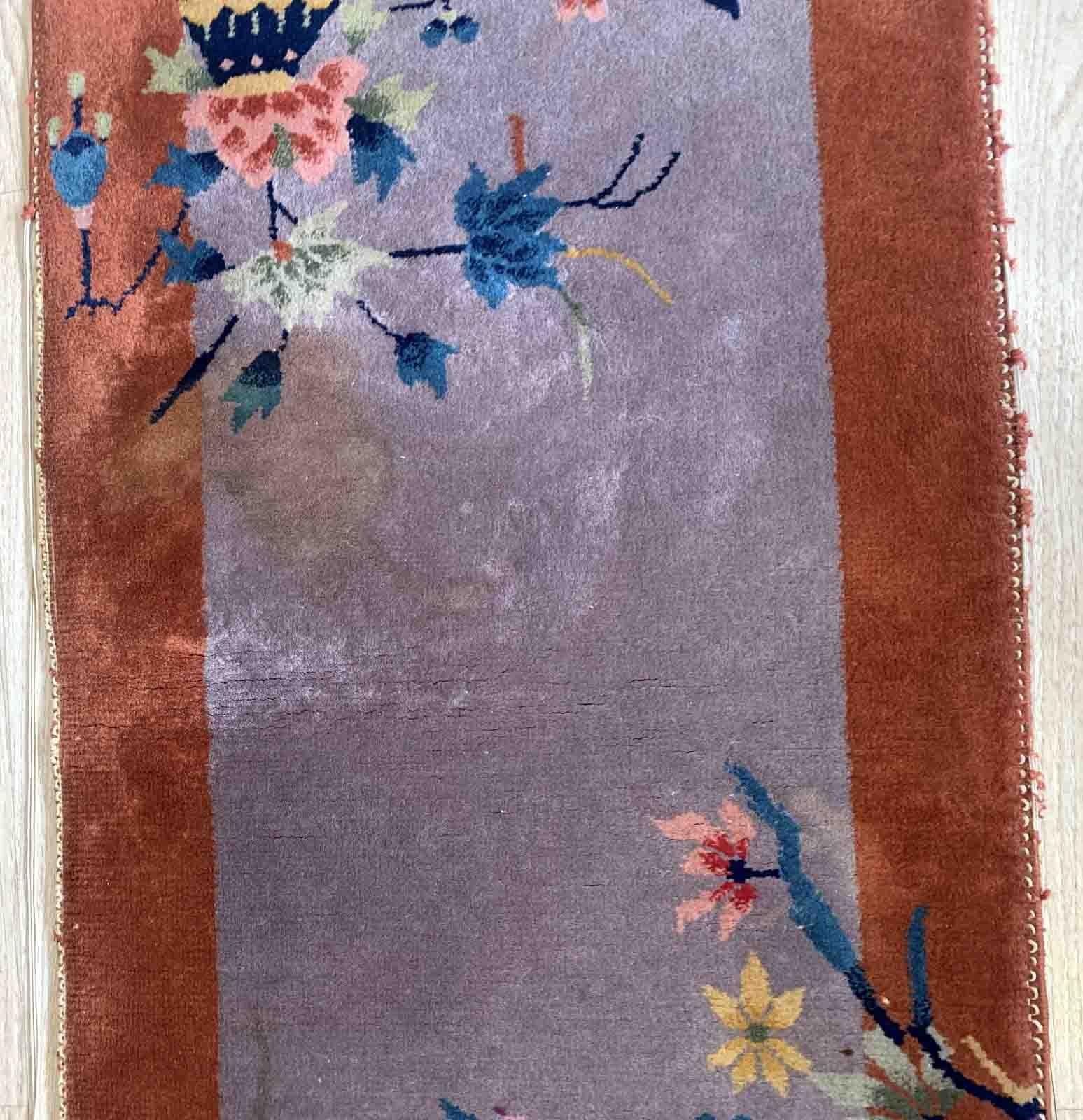 Tapis Art Déco chinois ancien fait à la main, années 1920, 1B958 État moyen - En vente à Bordeaux, FR