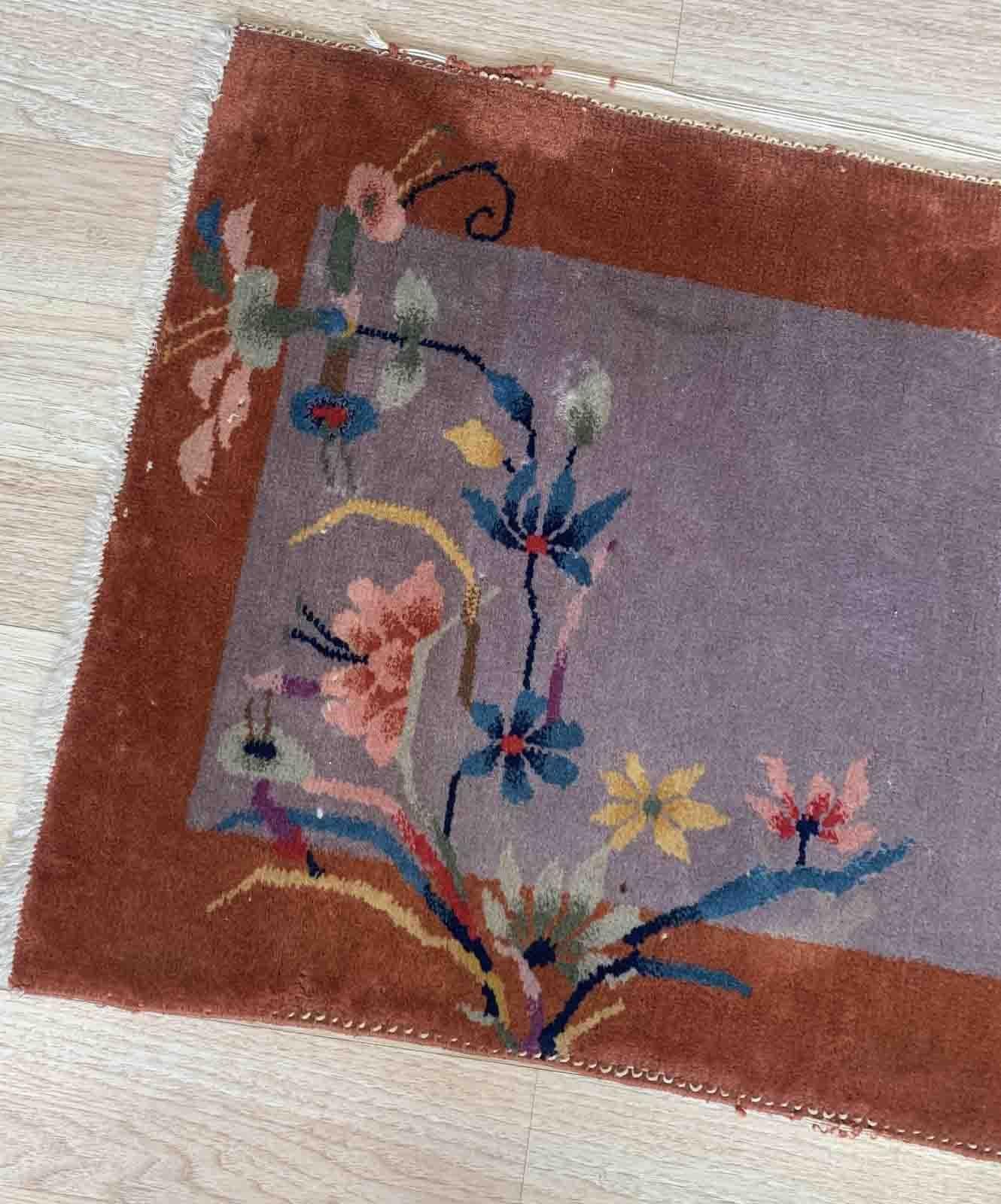 Wool Handmade Antique Chinese Art Deco Rug, 1920s, 1B958