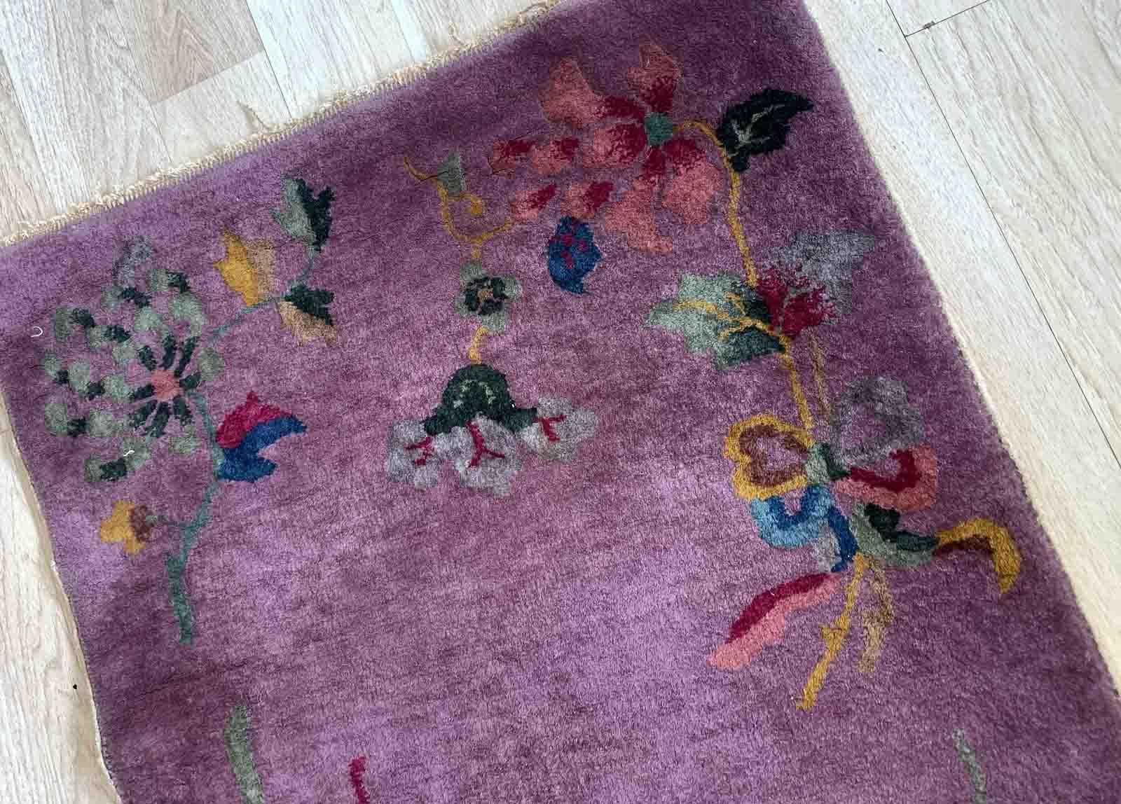 Handgefertigter antiker chinesischer Art-Déco-Teppich, 1920er Jahre, 1B959 im Zustand „Gut“ im Angebot in Bordeaux, FR