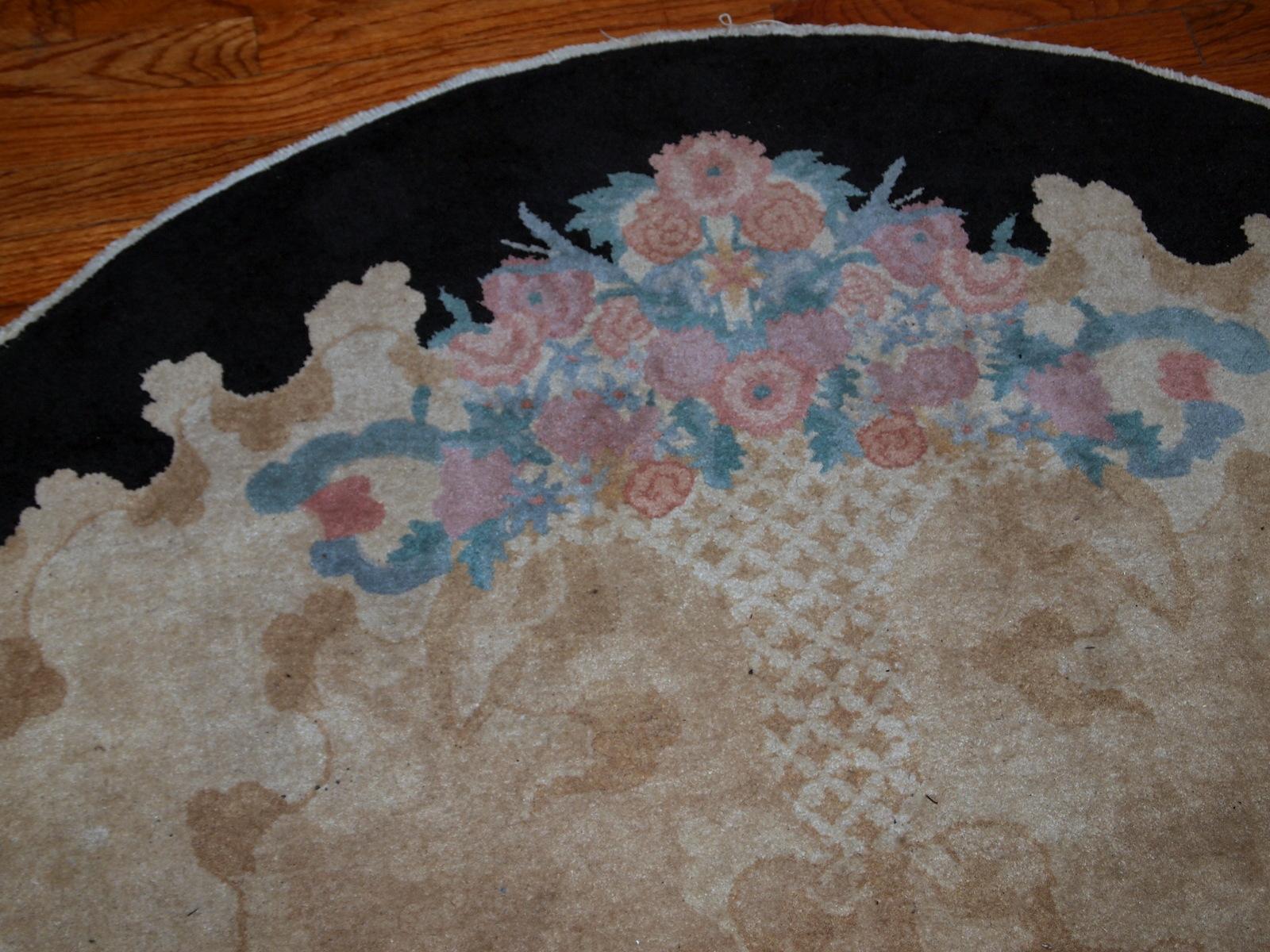 Handmade Antique Chinese Art Deco Rug, 1920s, 1B660 For Sale 6