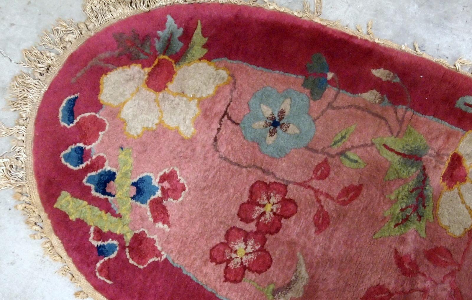 Hand-Knotted Handmade Antique Chinese Art Deco Rug, 1920s, 1B567 For Sale