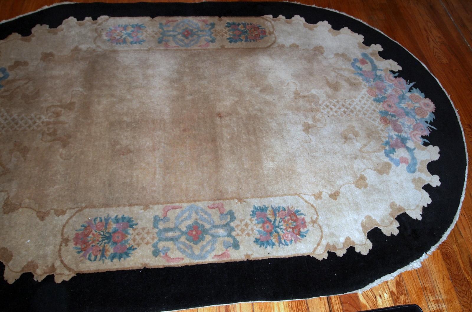 Handgefertigter antiker chinesischer Art-Déco-Teppich, 1920er Jahre, 1B660 im Zustand „Gut“ im Angebot in Bordeaux, FR
