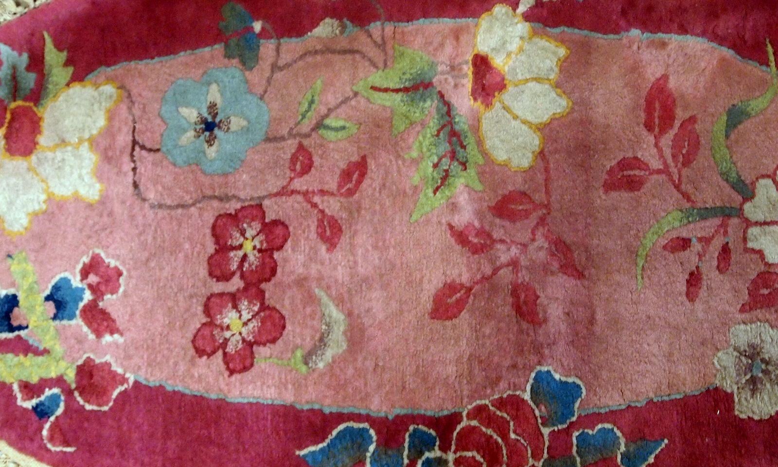 Handgefertigter antiker chinesischer Art-Déco-Teppich, 1920er Jahre, 1B567 im Zustand „Gut“ im Angebot in Bordeaux, FR