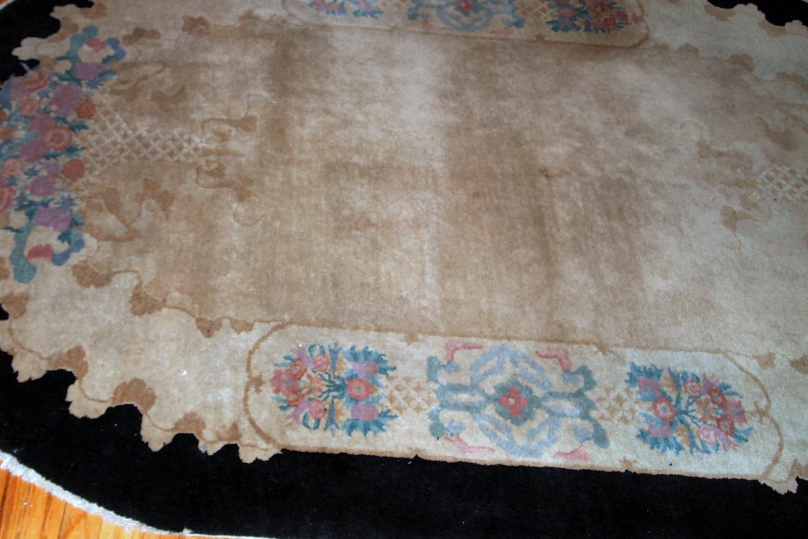 Wool Handmade Antique Chinese Art Deco Rug, 1920s, 1B660 For Sale