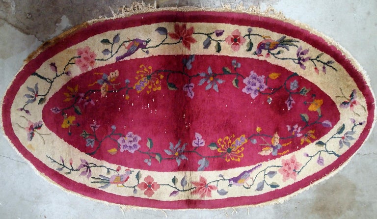 Handmade Antique Chinese Art Deco Rug, 1920s, 1B480 For Sale 2