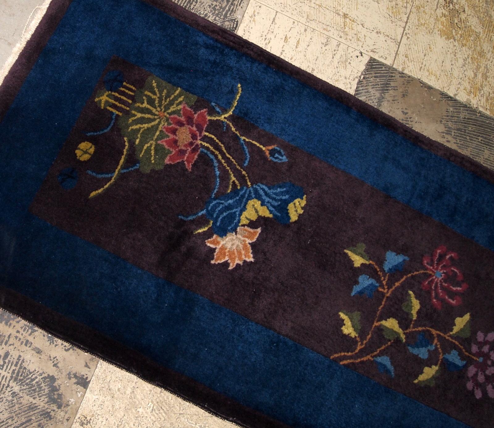 Handmade Antique Chinese Art Deco Rug, 1920s 2