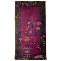 Handmade Antique Chinese Art Deco Rug, 1920s