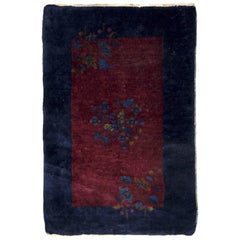 Handmade Antique Chinese Art Deco Rug, 1920s, 1B618