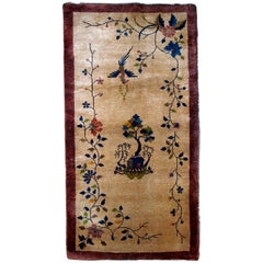 Handmade Antique Chinese Art Deco Rug, 1920s