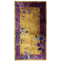 Handmade Antique Chinese Art Deco Rug, 1920s