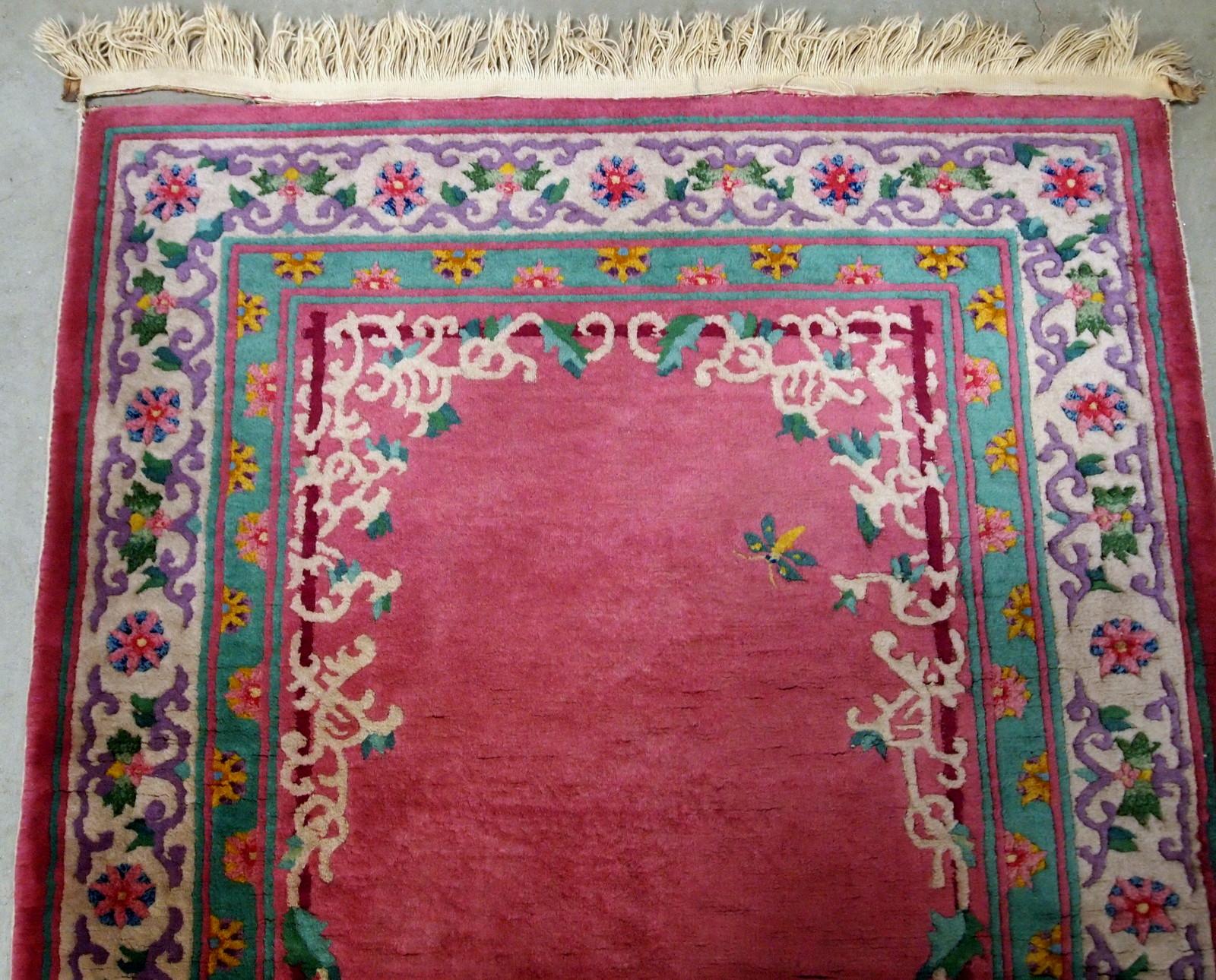 Handgefertigter antiker chinesischer Art-Déco-Teppich, 1930er Jahre, 1B655 (Chinesisch) im Angebot