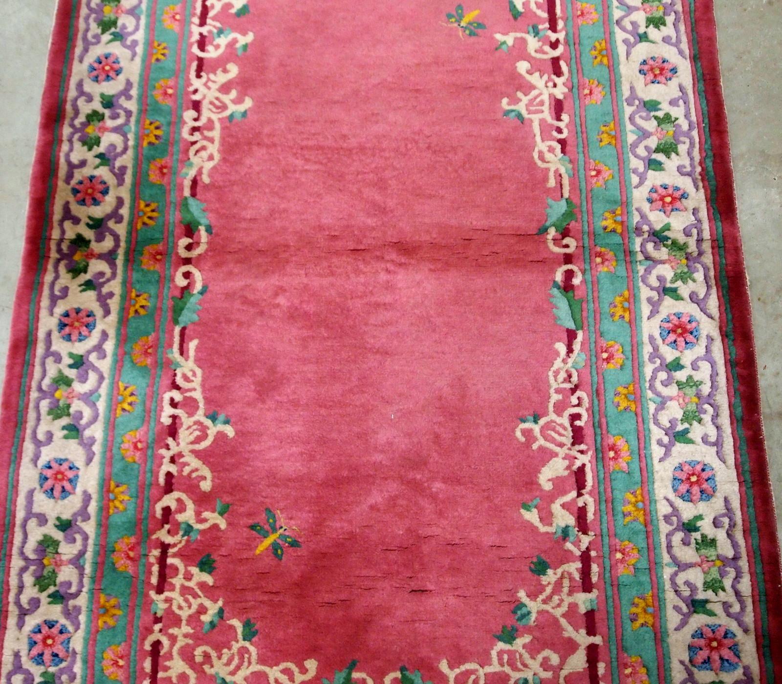 Handgefertigter antiker chinesischer Art-Déco-Teppich, 1930er Jahre, 1B655 (Handgeknüpft) im Angebot