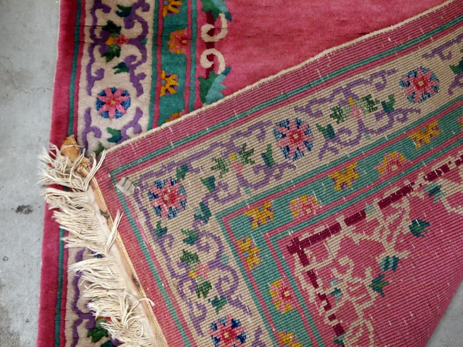 Handgefertigter antiker chinesischer Art-Déco-Teppich, 1930er Jahre, 1B655 (Wolle) im Angebot