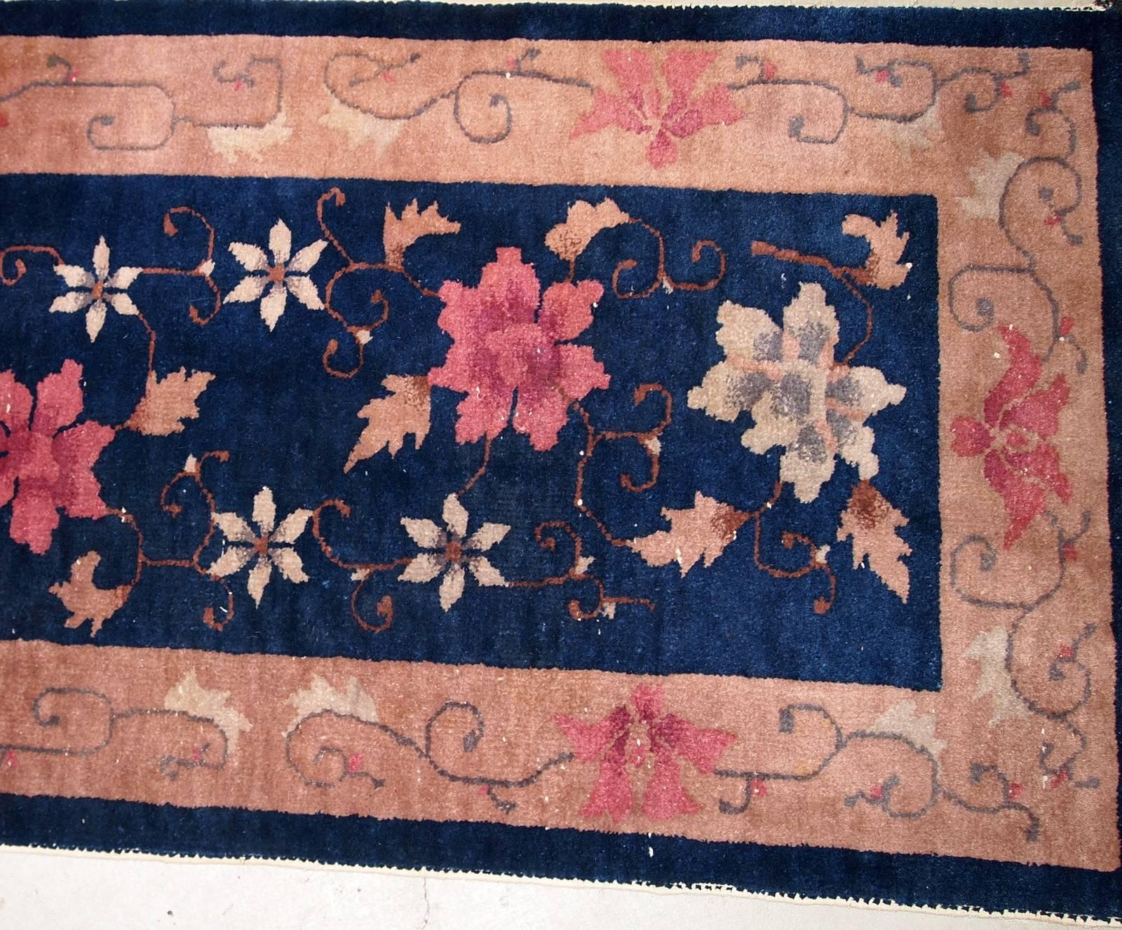 Handmade Antique Chinese Art Deco Rug, 1920s, 1B608 For Sale 1