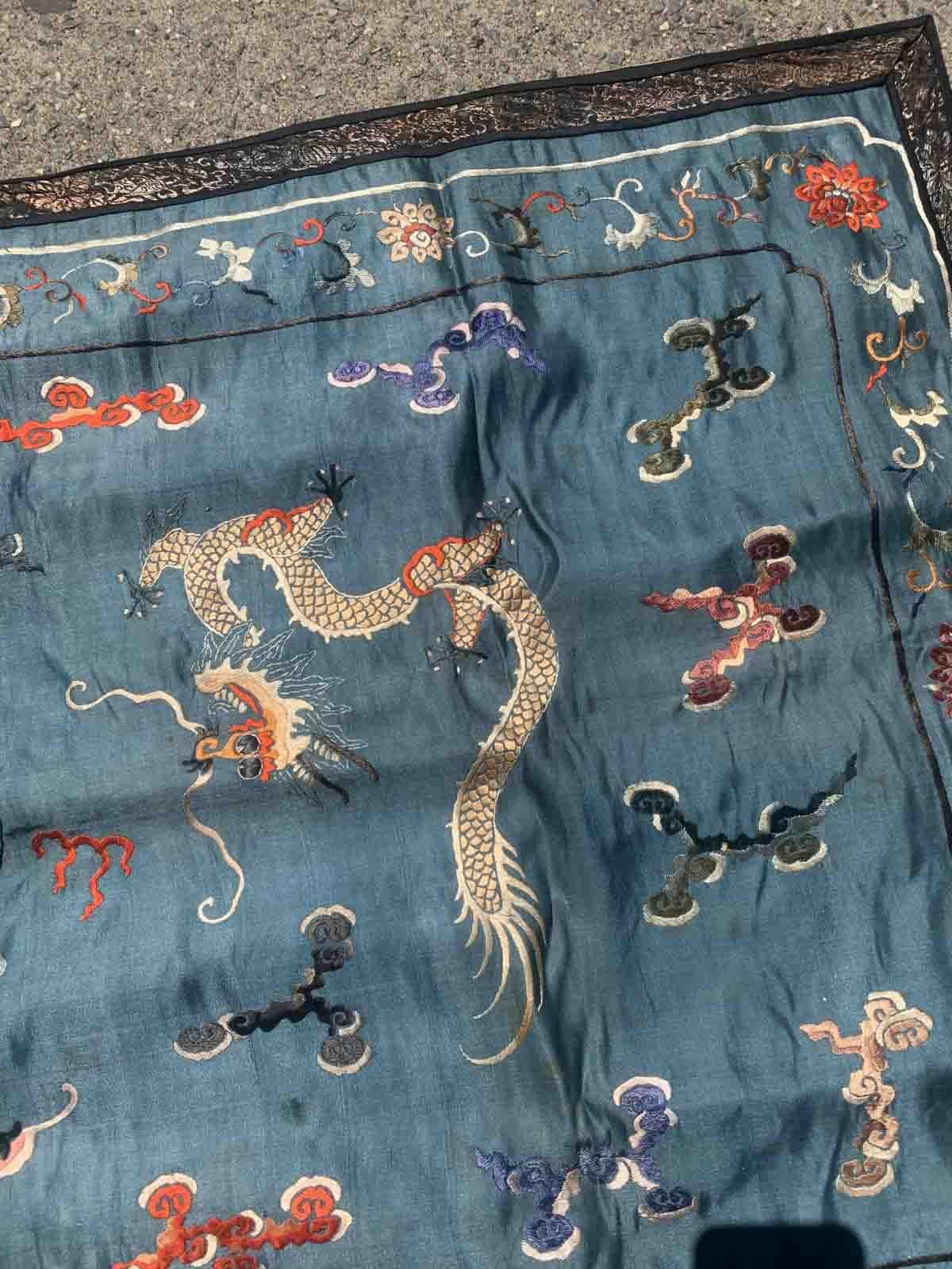 Mid-20th Century Handmade Antique Chinese Collectible Silk Textile, 1870s, 1B940 For Sale