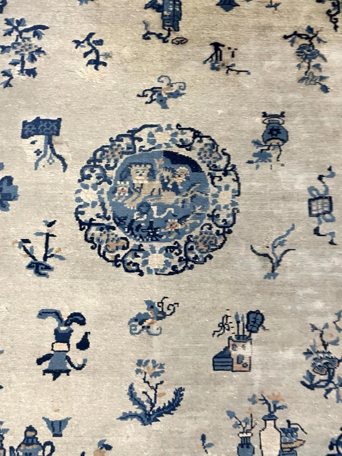 Handgefertigter antiker chinesischer Feti-Teppich 5,6' x 8,1' 1910er Jahre - 1N86 (Wolle) im Angebot