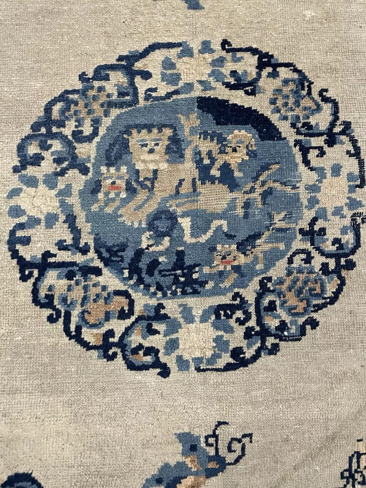 Handgefertigter antiker chinesischer Feti-Teppich 5,6' x 8,1' 1910er Jahre - 1N86 im Angebot 2
