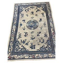 Tapis Feti chinois ancien fait main 5.6' x 8.1' 1910s - 1N86