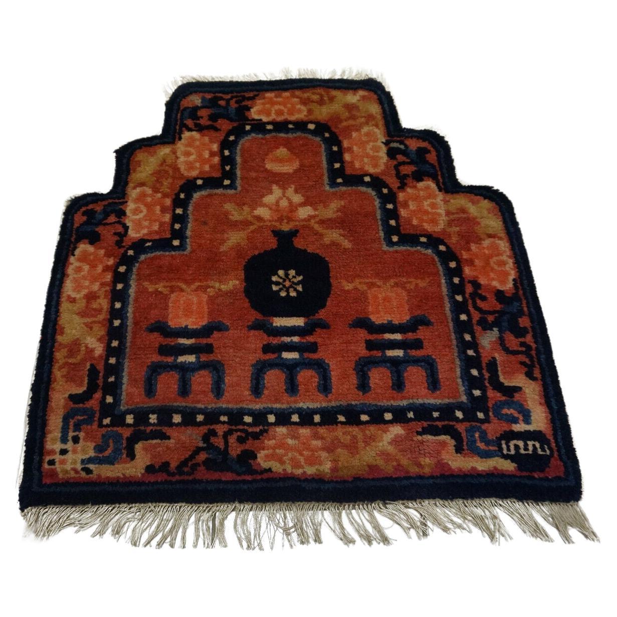 Handgefertigter antiker chinesischer Ningsha-Sammlerteppich 1,8' x 1,8', 1900er Jahre - 1D42 im Angebot