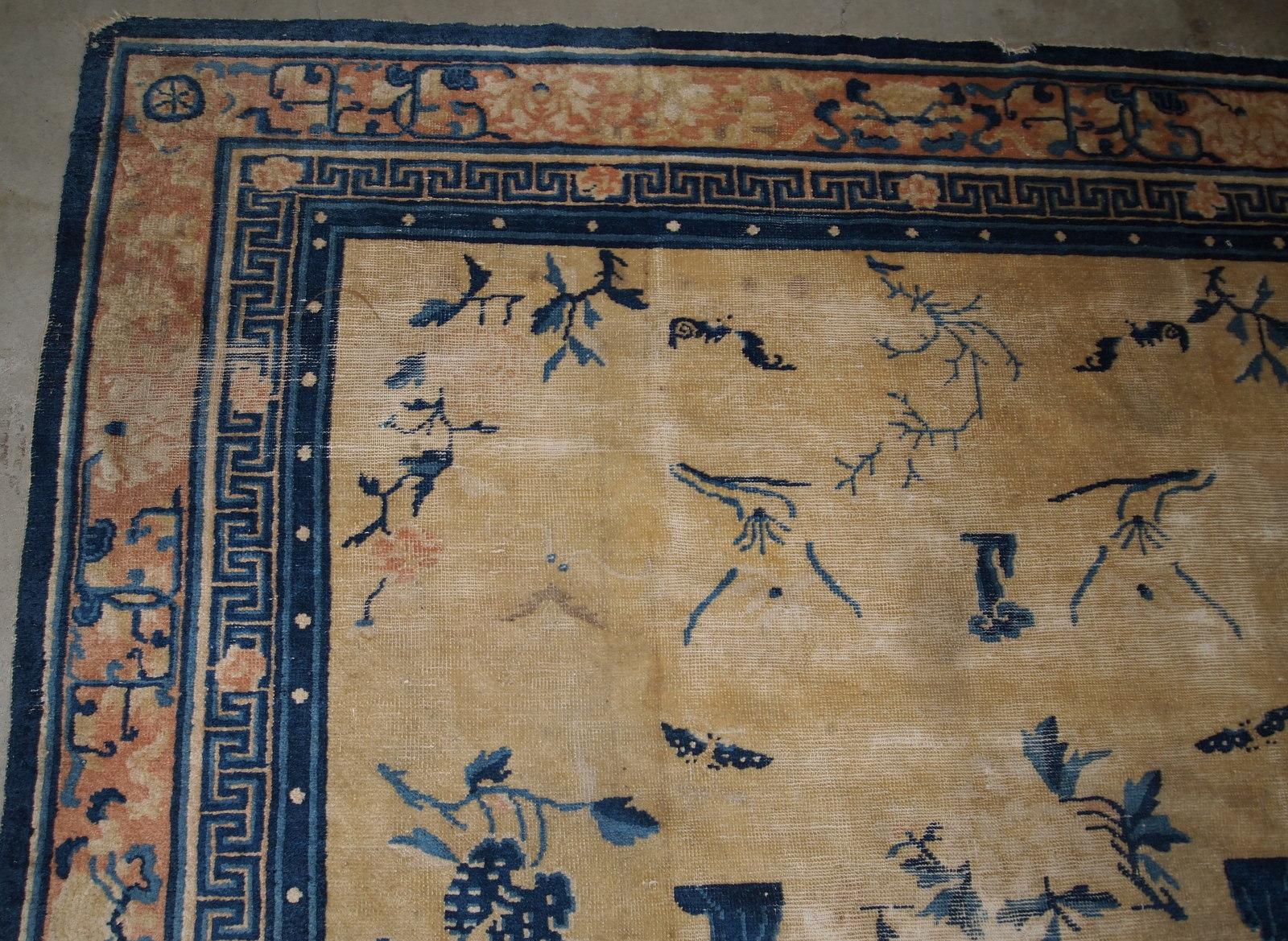 Tapis Ningsha chinois ancien fait à la main, années 1870, 1B799 en vente 4